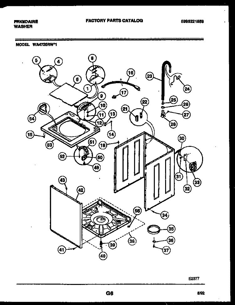 CABINET PARTS Diagram and Parts List for WA4720RW1  Frigidaire Washer