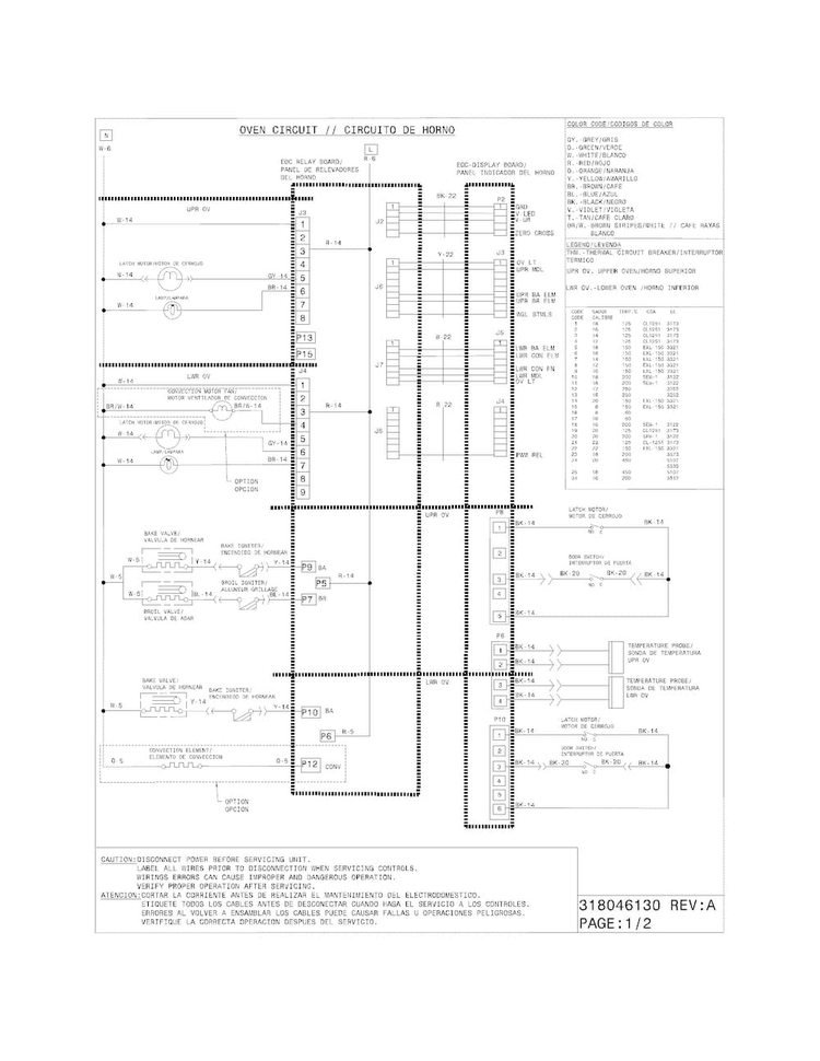 Wiring Diagram Diagram and Parts List for FGGF304DLF4  Frigidaire Range