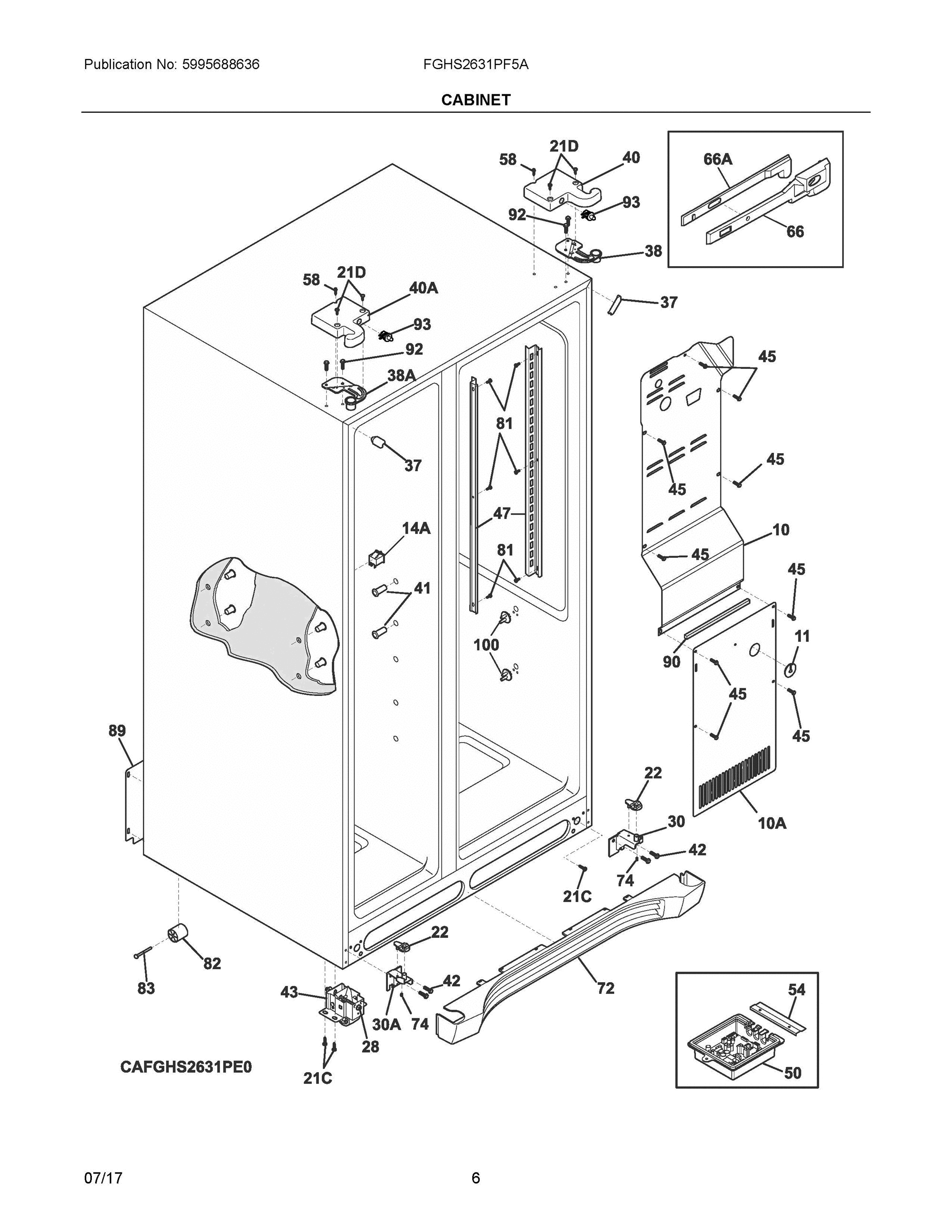 04 - CABINET Diagram and Parts List for FGHS2631PF5A  Frigidaire Refrigerator