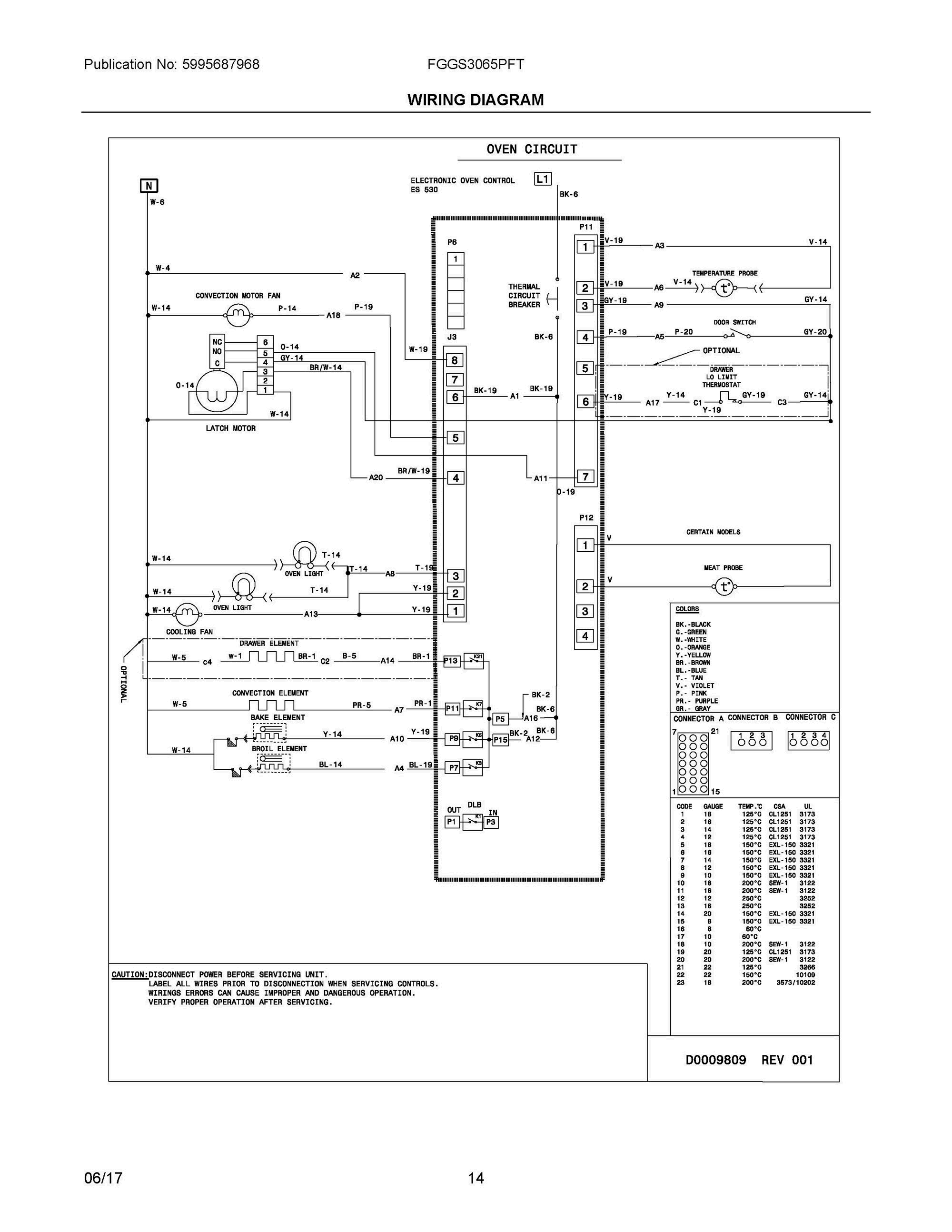 07 - WIRING DIAGRAM Diagram and Parts List for FGGS3065PFT  Frigidaire Range