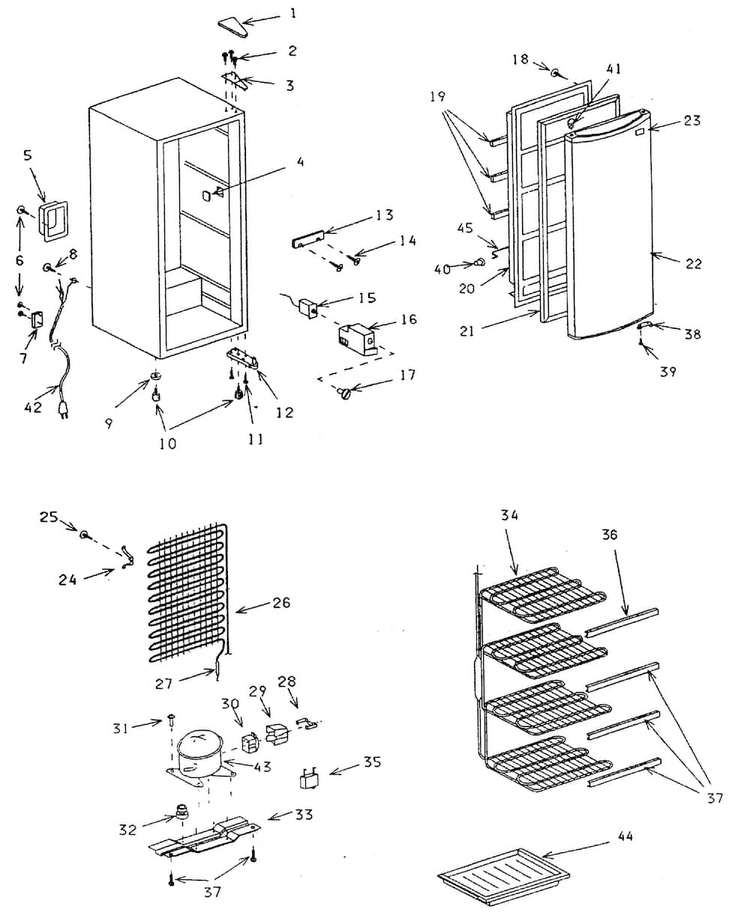 Refriderator Diagram and Parts List for 56429701991  Kenmore Refrigerator
