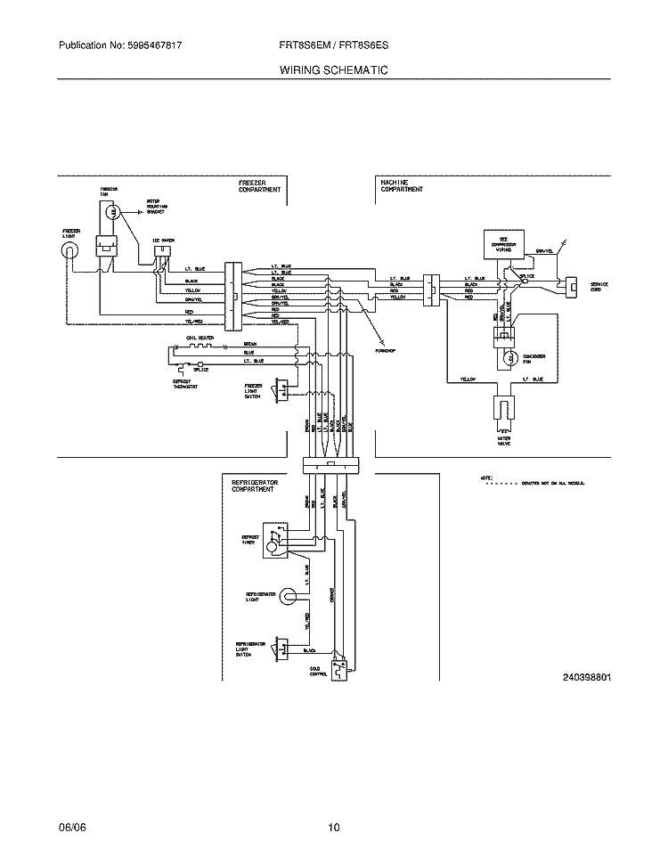 WIRING SCHEMATIC Diagram and Parts List for FRT8S6EMBE  Frigidaire Refrigerator