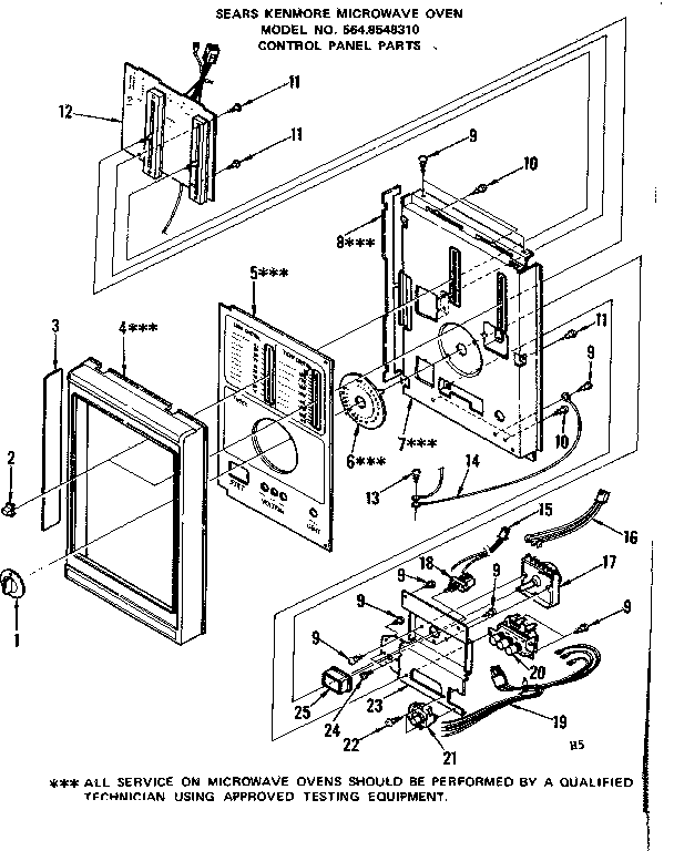 Control Panel Parts Diagram and Parts List for 5648548310  Kenmore Microwave