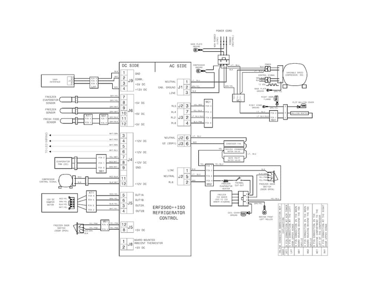 Wiring Schematic Diagram and Parts List for 25370413417  Kenmore Refrigerator