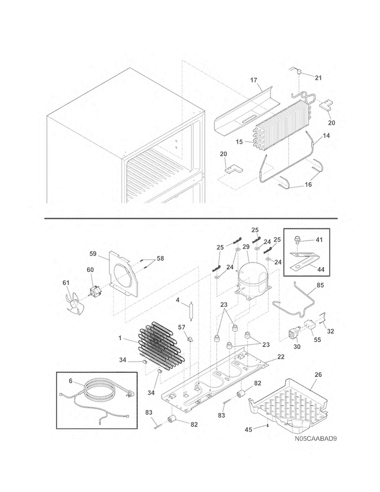System Diagram and Parts List for 25373211013  Kenmore Refrigerator
