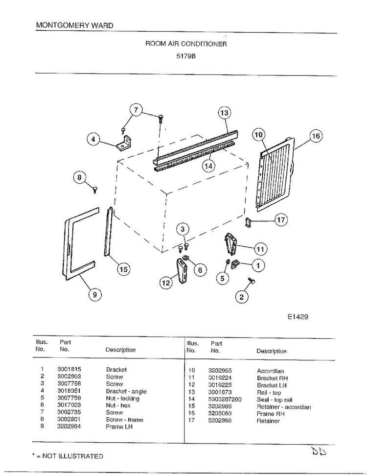 Room Air Conditioner Page 6 Diagram and Parts List for 5179B  Frigidaire Air Conditioner
