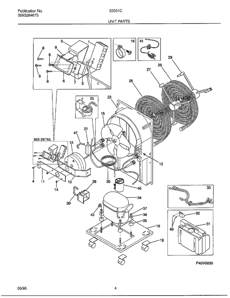 Unit Parts Diagram and Parts List for 93301C  Frigidaire Dehumidifier