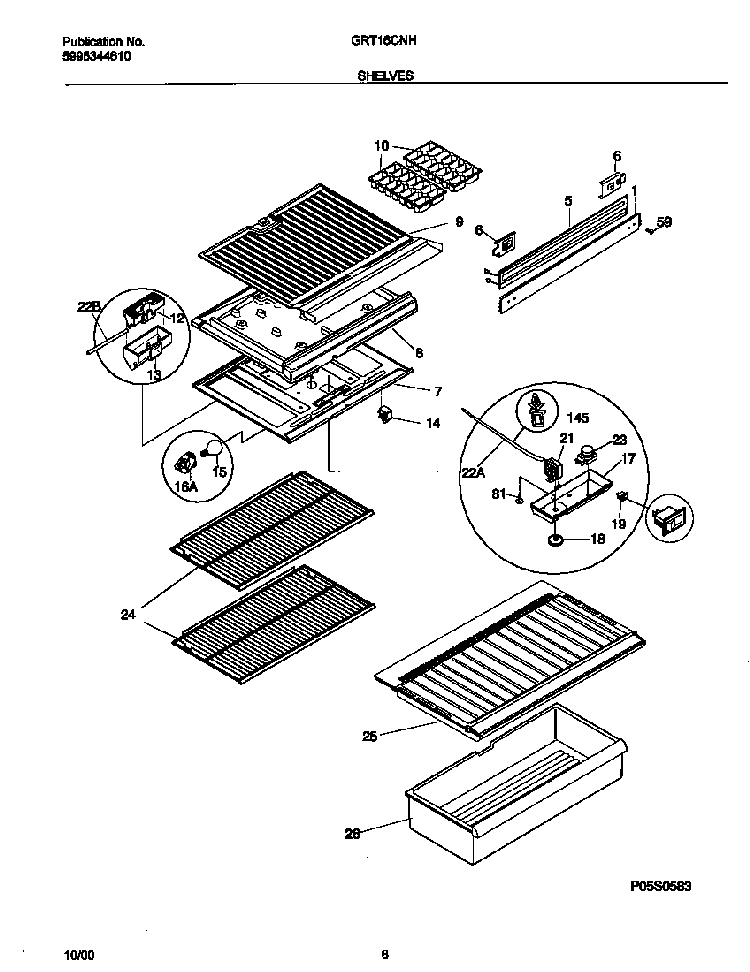 Shelves Diagram and Parts List for GRT16CNHW4  Gibson Refrigerator