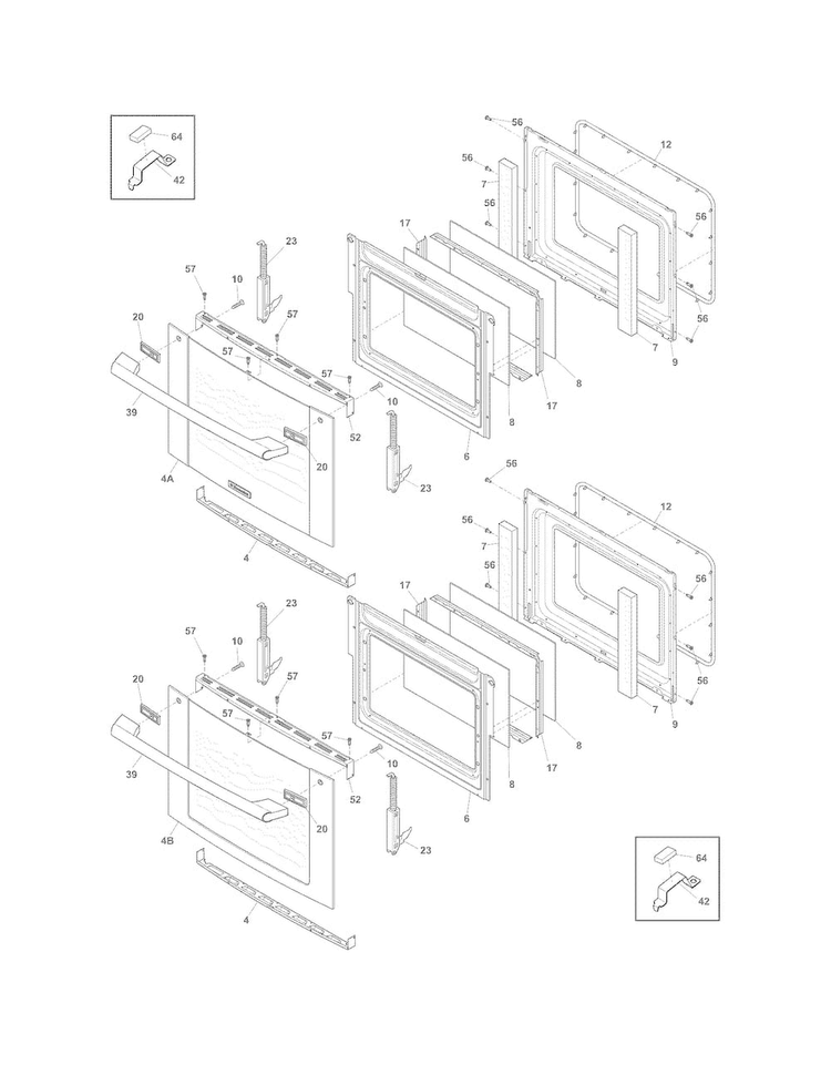 Doors Diagram and Parts List for EW30EW65GSA  Electrolux Wall Oven
