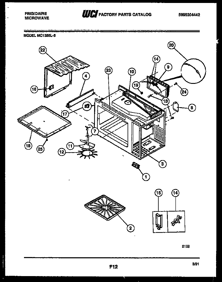 WRAPPER AND BODY PARTS Diagram and Parts List for MC1355L5  Frigidaire Microwave