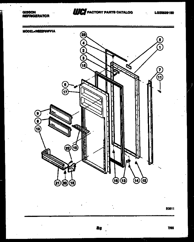 DOOR PARTS Diagram and Parts List for RS22F8WV1A  Gibson Refrigerator