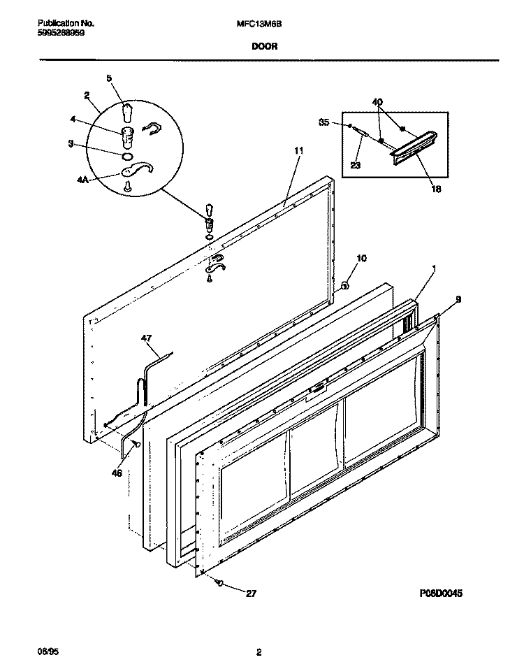 DOOR Diagram and Parts List for MFC13M6BW0  Frigidaire Freezer