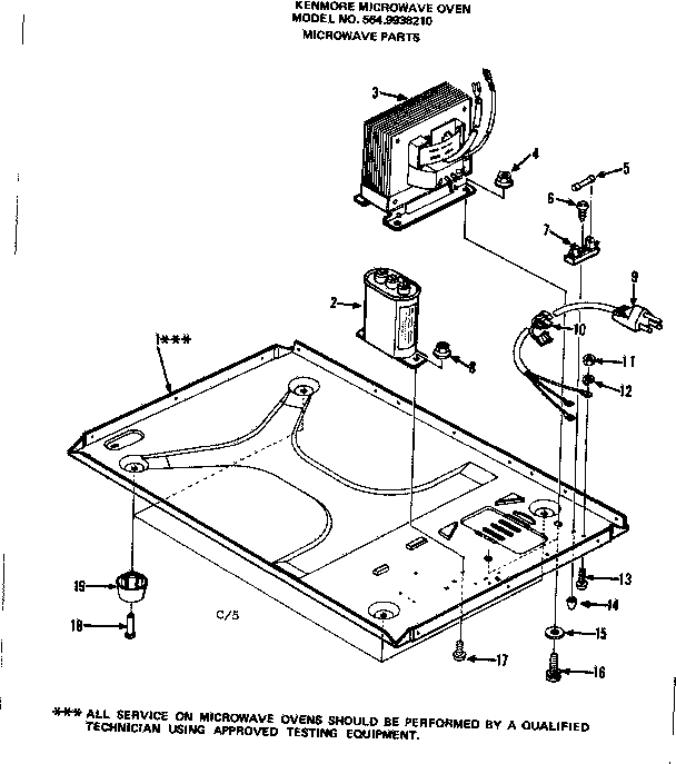 Microwave Parts Diagram and Parts List for 5649938210  Kenmore Microwave
