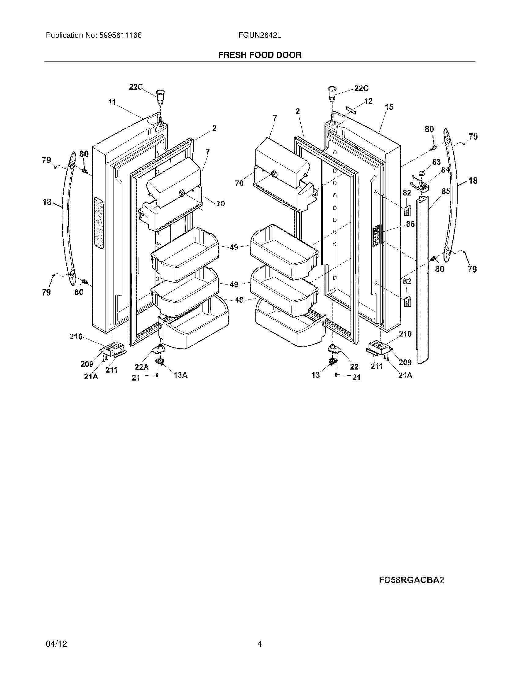 05 - FRESH FOOD DOOR Diagram and Parts List for FGUN2642LE5  Frigidaire Refrigerator