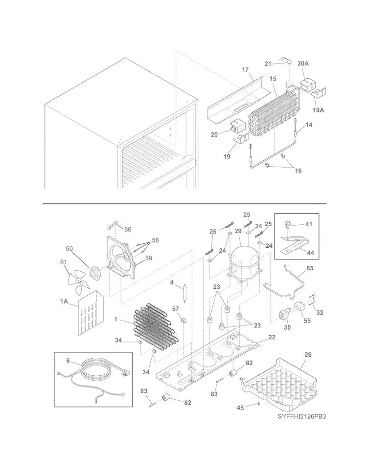 System Diagram and Parts List for FFHI2126PS4  Frigidaire Refrigerator