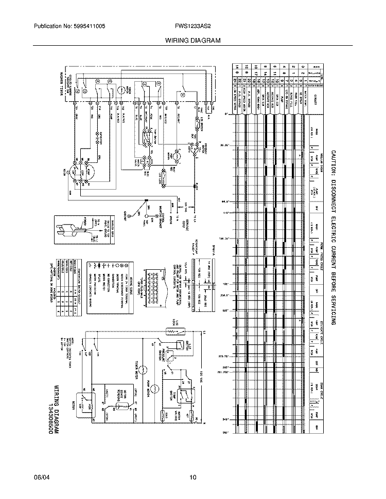 WIRING DIAGRAM Diagram and Parts List for FWS1233AS2  Frigidaire Washer