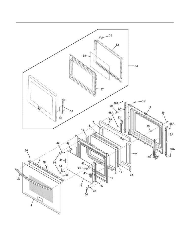 Doors Diagram and Parts List for FGMC3065PBB  Frigidaire Microwave Oven Combo