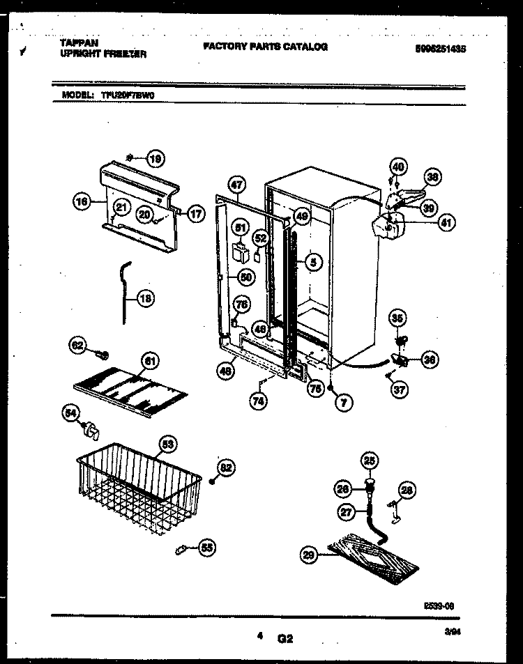 CABINET PARTS Diagram and Parts List for TFU20F7BW0  Tappan Freezer
