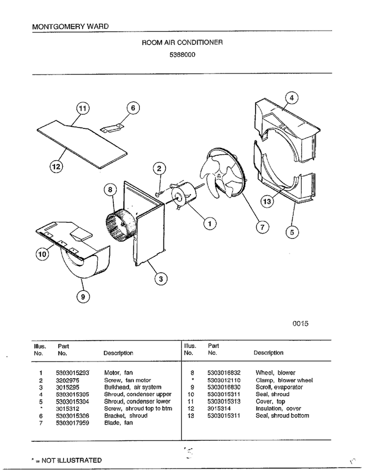 Room Air Conditioner Page 5 Diagram and Parts List for 5368000  Frigidaire Air Conditioner