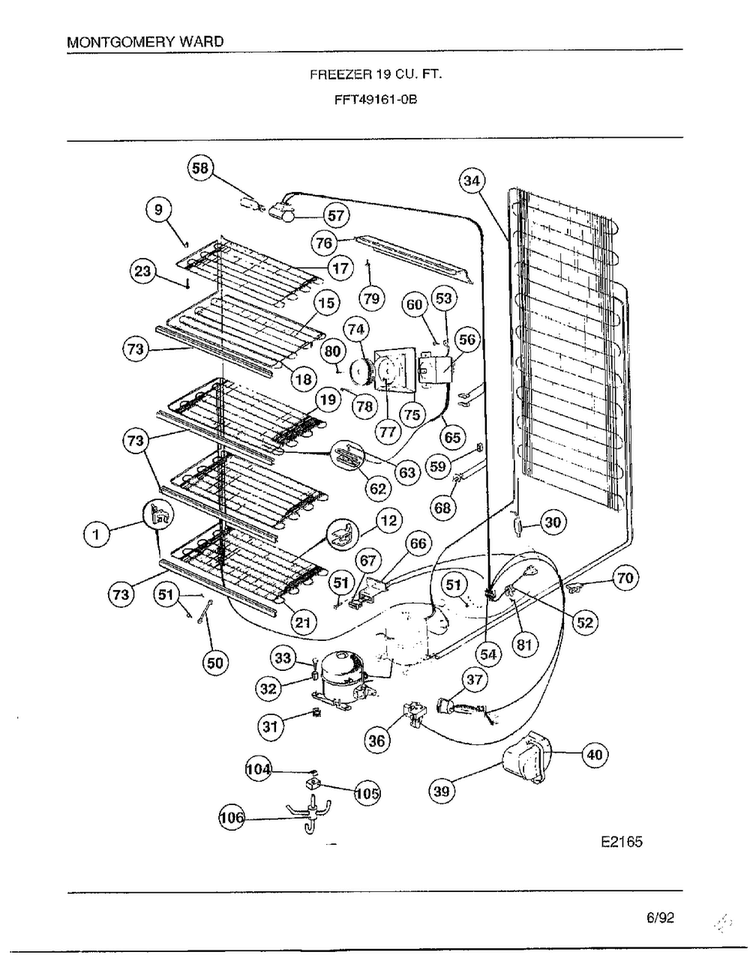 Freezer 19 Cubic Feet Page 5 Diagram and Parts List for 49161-0B  Frigidaire Freezer
