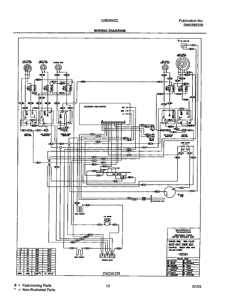 WIRING DIAGRAM Diagram and Parts List for GSE3WZCSA  Frigidaire Range