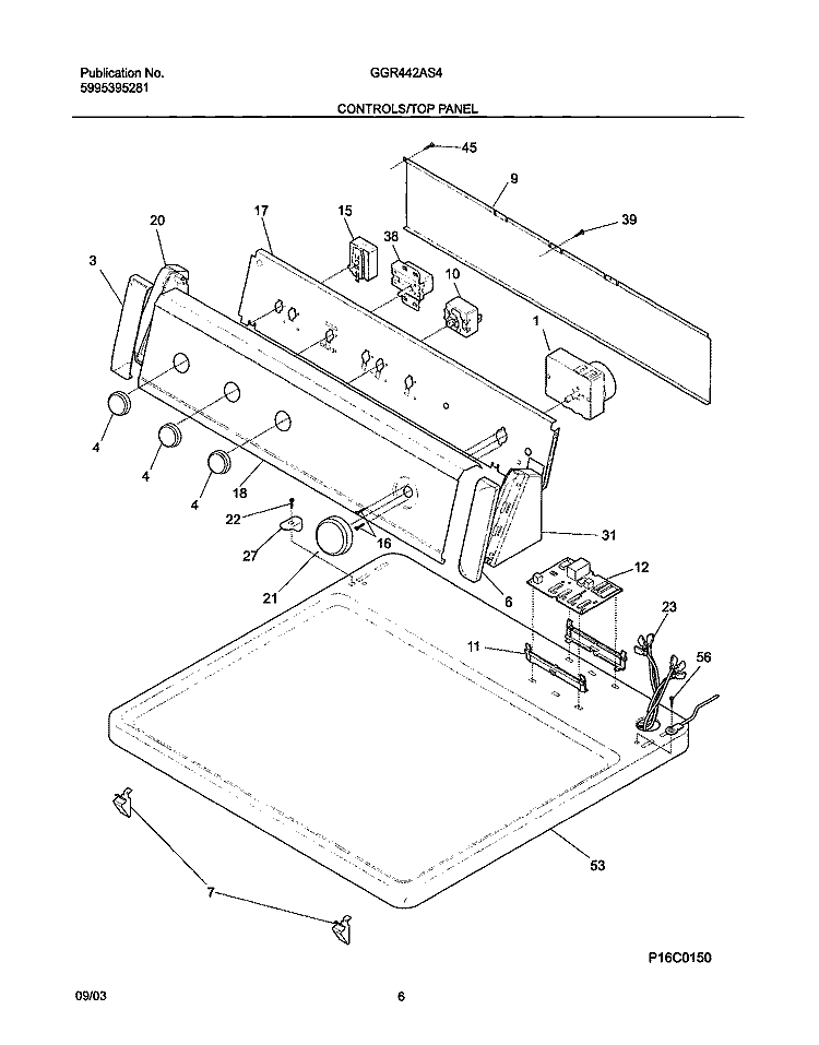 CONTROLS / TOP PANEL Diagram and Parts List for GGR442AS4  Gibson Dryer