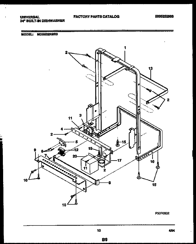 POWER DRY AND MOTOR PARTS Diagram and Parts List for MDB532RBR0  Frigidaire Dishwasher