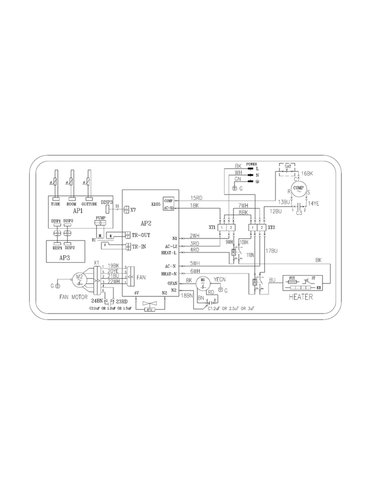 Wiring Diagram Diagram and Parts List for FRP15PTV2A0  Frigidaire Air Conditioner