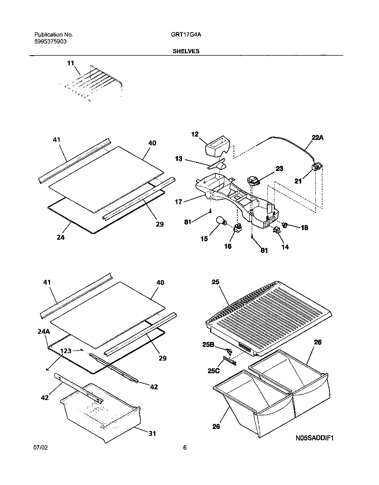 SHELVES Diagram and Parts List for GRT17G4BW0  Gibson Refrigerator