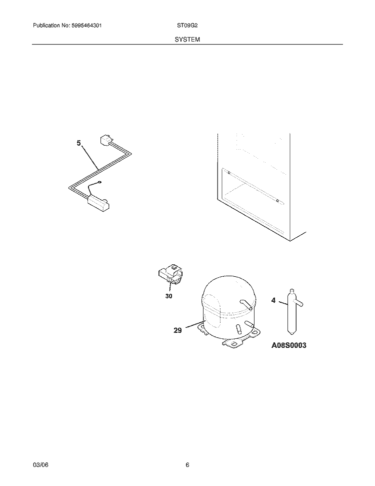 SYSTEM Diagram and Parts List for ST09G2  Electrolux Freezer