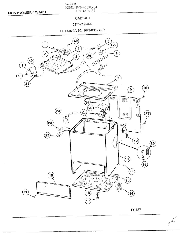 Washer-cabinet Diagram and Parts List for 6309A  Frigidaire Washer