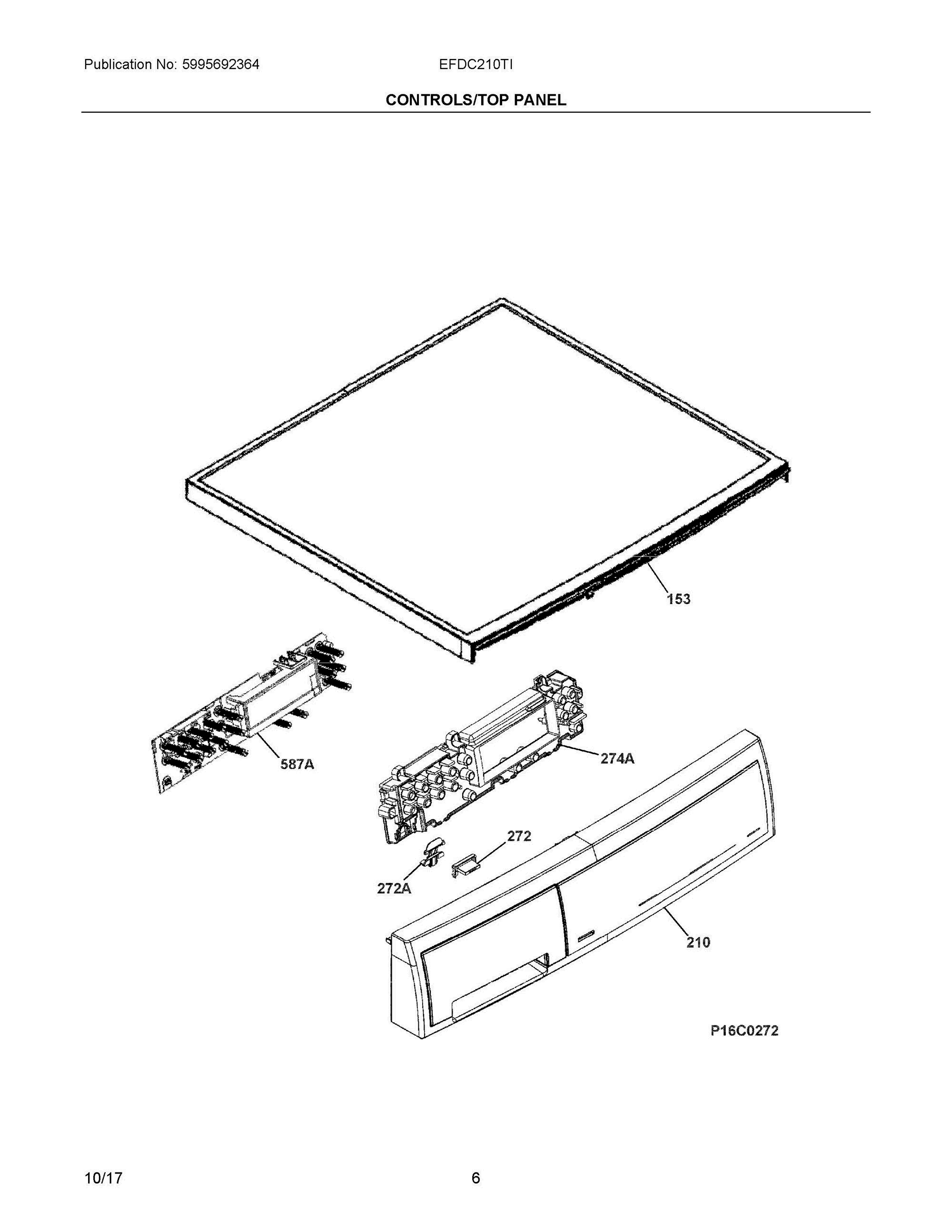 04 - CONTROLS/TOP PANEL Diagram and Parts List for EFDC210TIS00  Frigidaire Dryer