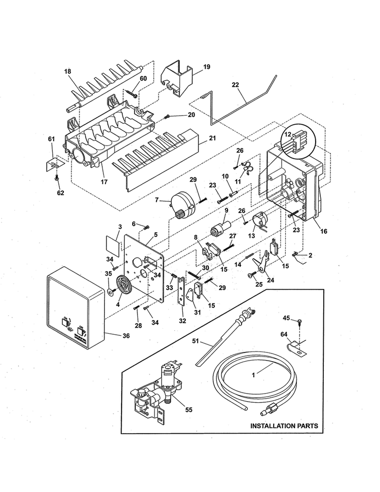 Ice Maker Diagram and Parts List for 25371762017  Kenmore Refrigerator