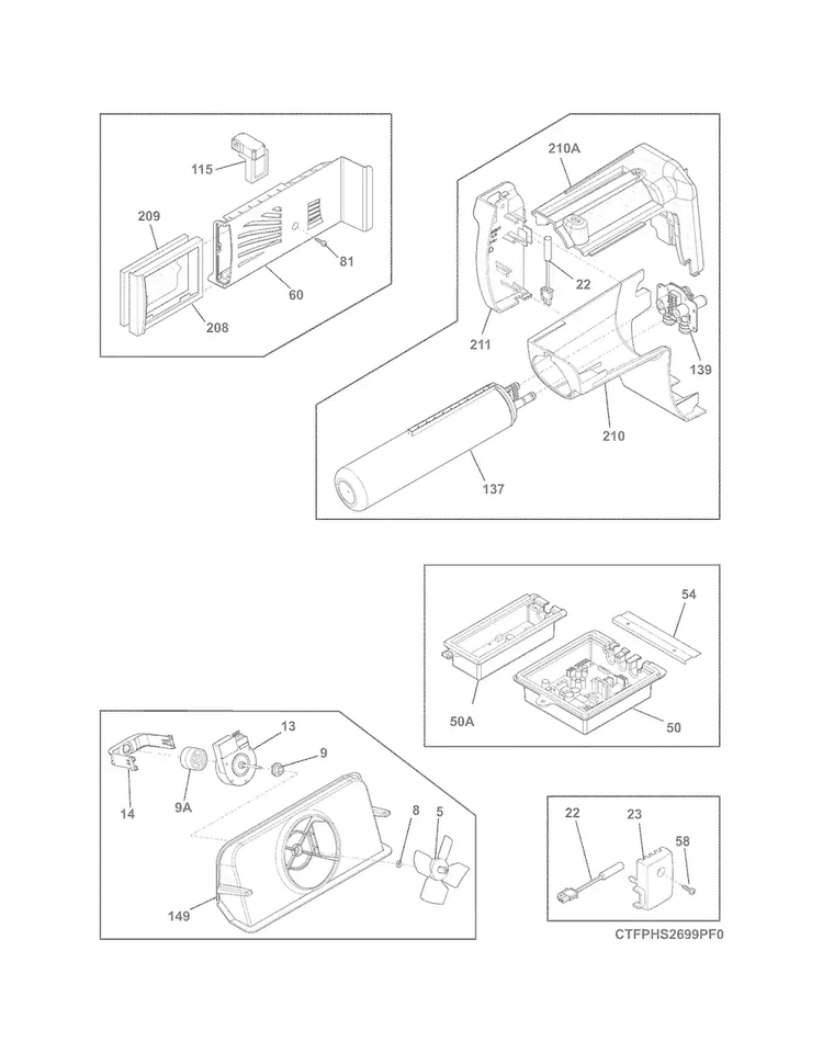 Controls Diagram and Parts List for FGHS2355PF2  Frigidaire Refrigerator