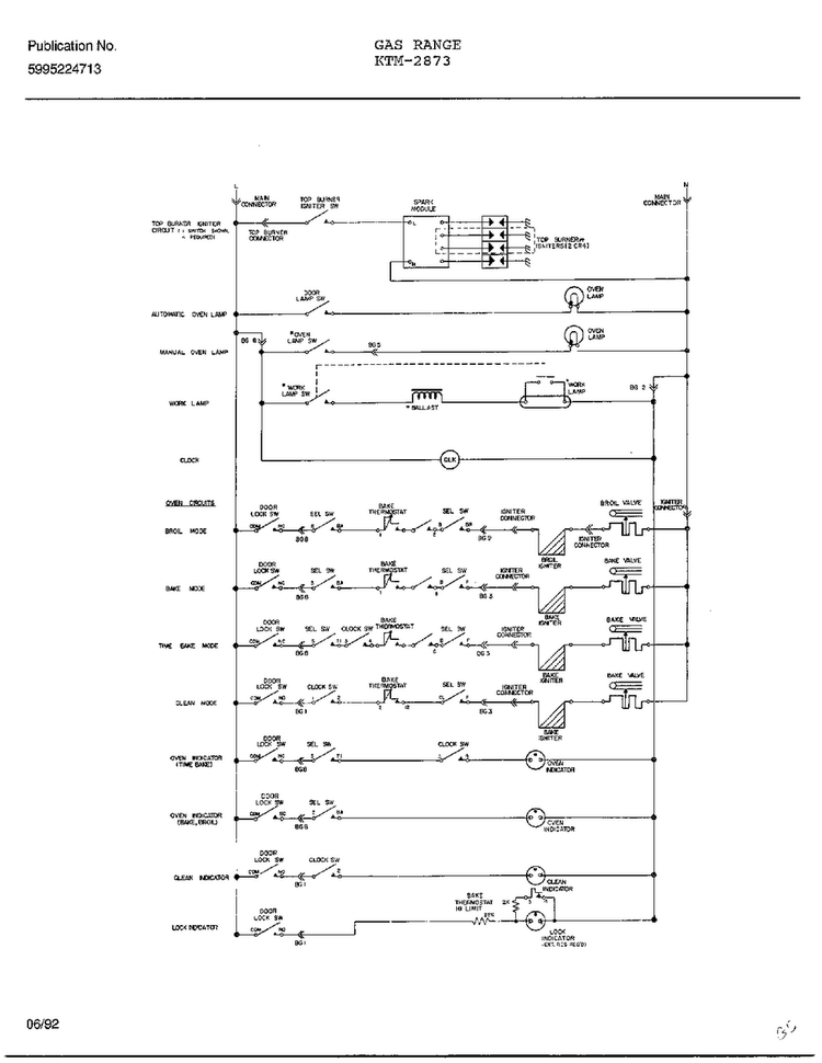 Gas Range Diagram and Parts List for 2873  Frigidaire Range