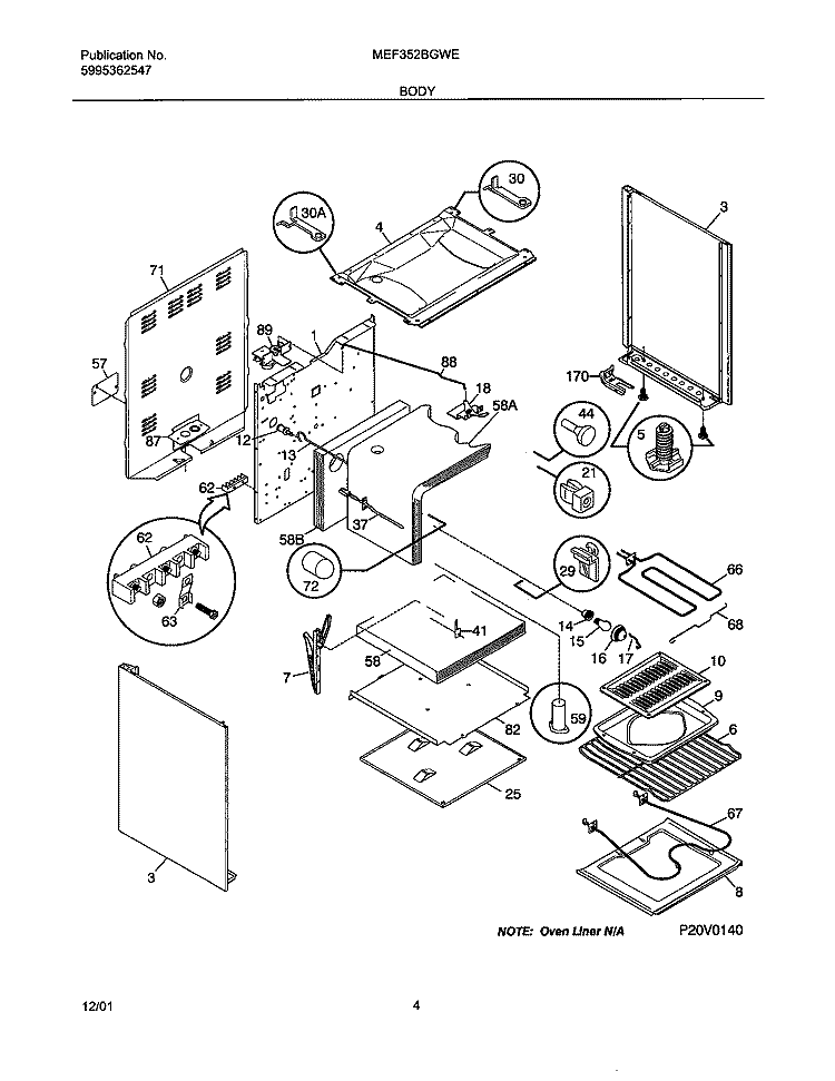BODY Diagram and Parts List for MEF352BGWE  Uni Range