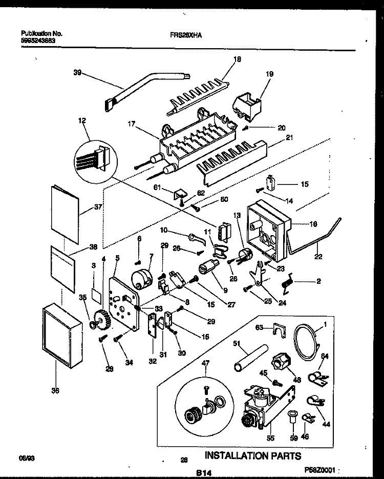 ICE MAKER AND INSTALLATION PARTS Diagram and Parts List for FRS28XHAB0  Frigidaire Refrigerator