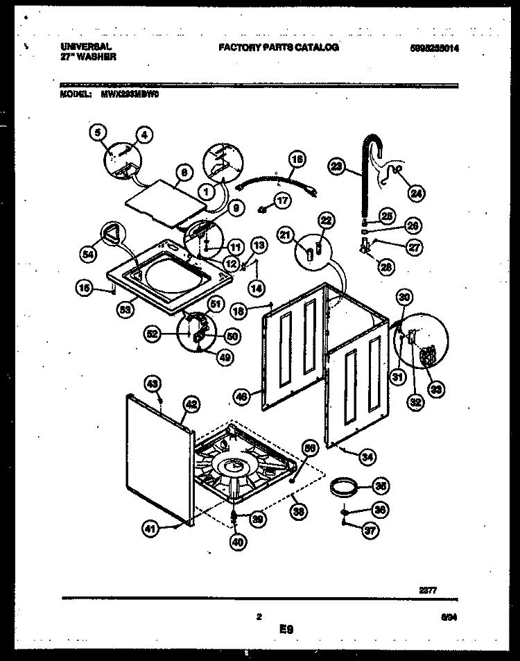 CABINET PARTS Diagram and Parts List for MWX233MBWW0  Frigidaire Washer