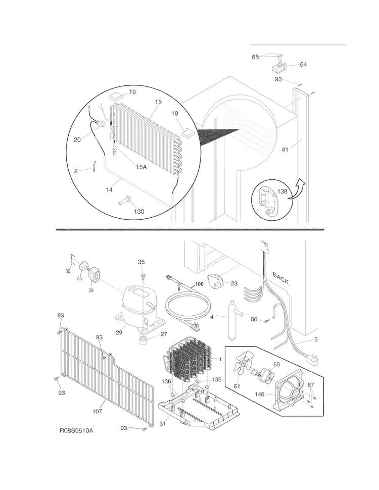 System Diagram and Parts List for KRS220RHY3  Kelvinator Refrigerator