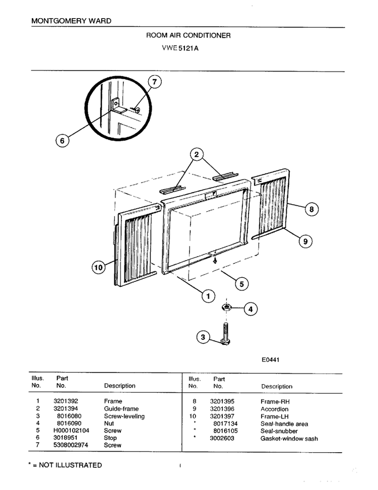 Room Air Conditioner Page 5 Diagram and Parts List for 5121A  Frigidaire Air Conditioner