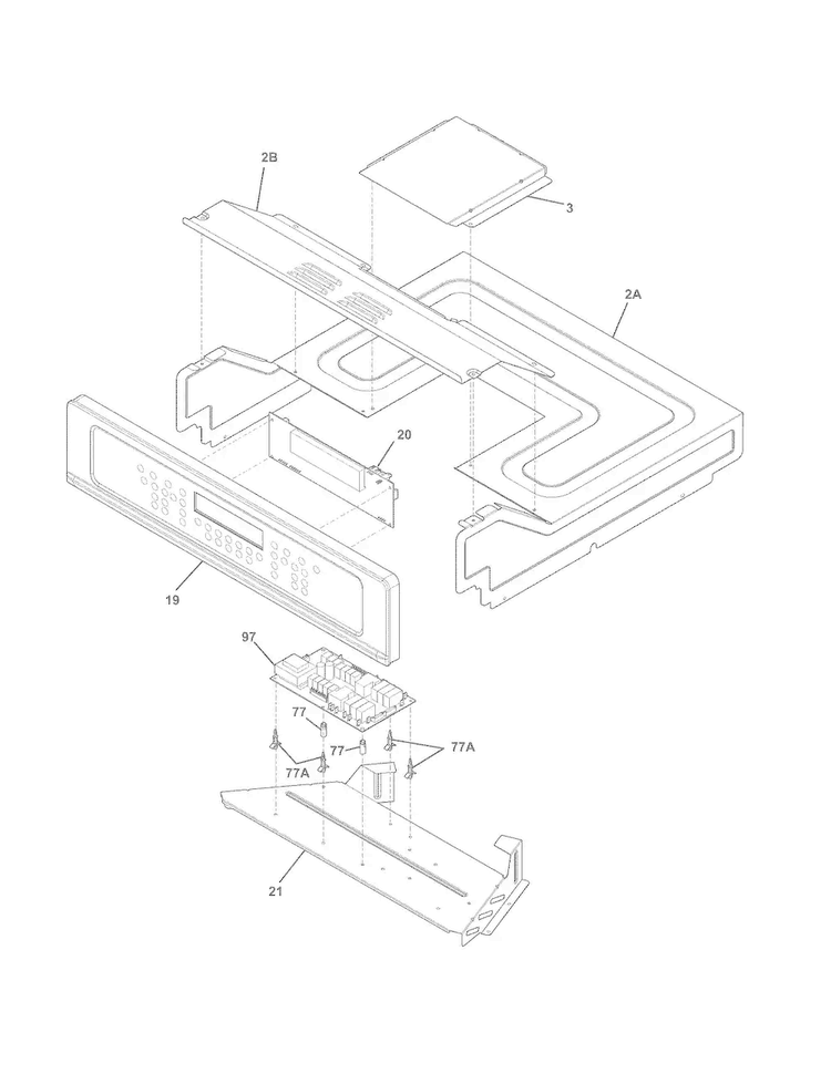 Control Panel Diagram and Parts List for FGET2765PFC  Frigidaire Wall Oven