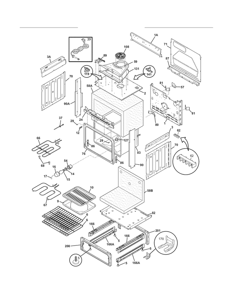 Body Diagram and Parts List for CFES3025LS5  Frigidaire Range