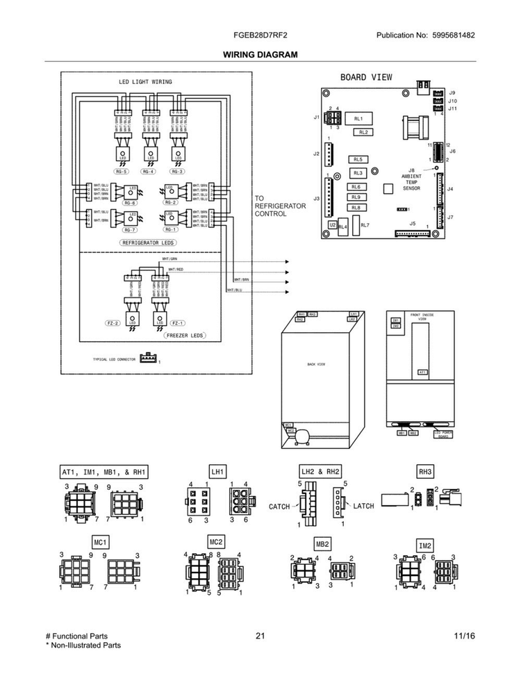 Wiring Schematic Diagram and Parts List for FGEB28D7RF2  Frigidaire Refrigerator