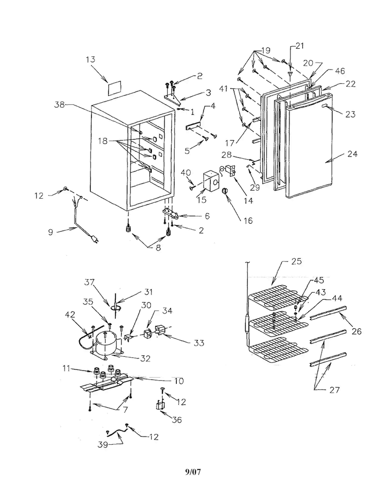 Freezer Compact Diagram and Parts List for 56428502700  Kenmore Freezer