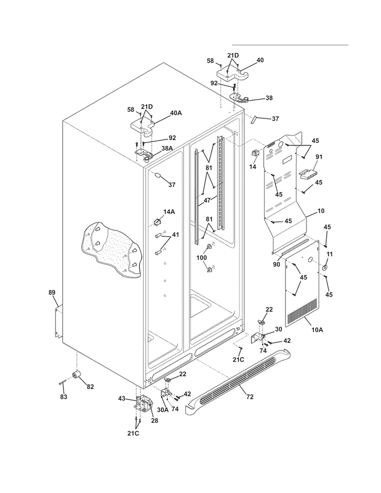 Cabinet Diagram and Parts List for FFHS2622MB2  Frigidaire Refrigerator