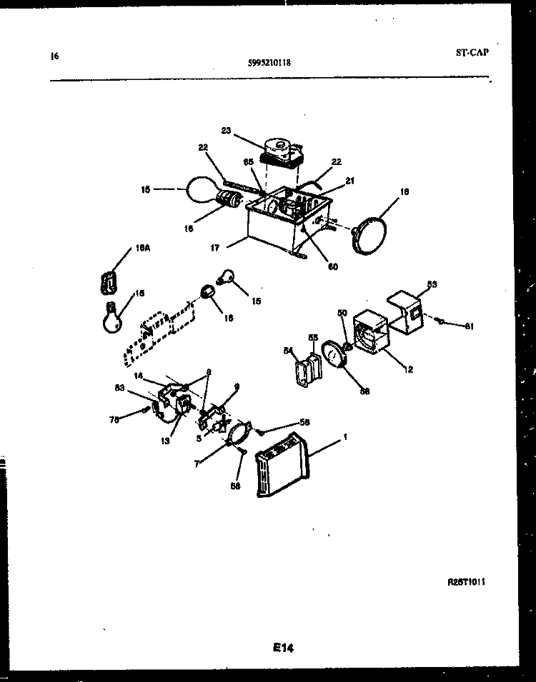 REFRIGERATOR CONTROL ASSEMBLY, DAMP Diagram and Parts List for FPCE22V3PL0  Frigidaire Refrigerator