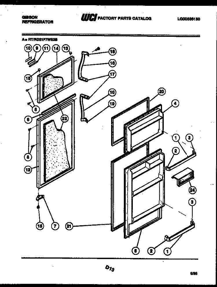 DOOR PARTS Diagram and Parts List for RD21F7WS3B  Gibson Refrigerator