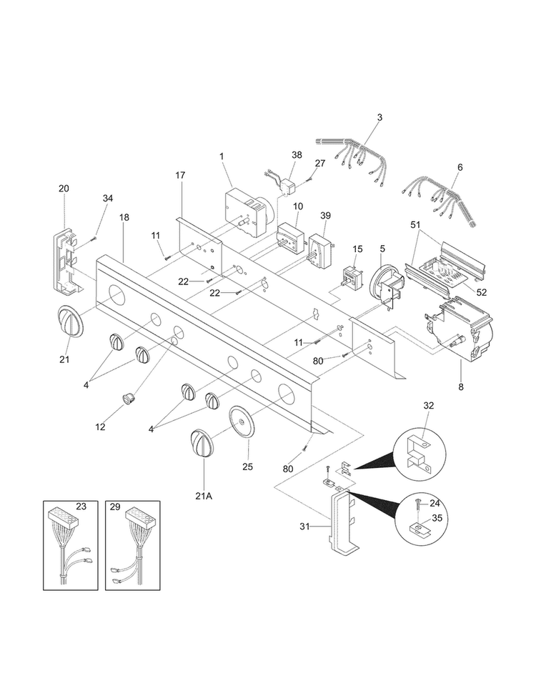 Control Panel Diagram and Parts List for 41797972702  Kenmore Washer Dryer Combo