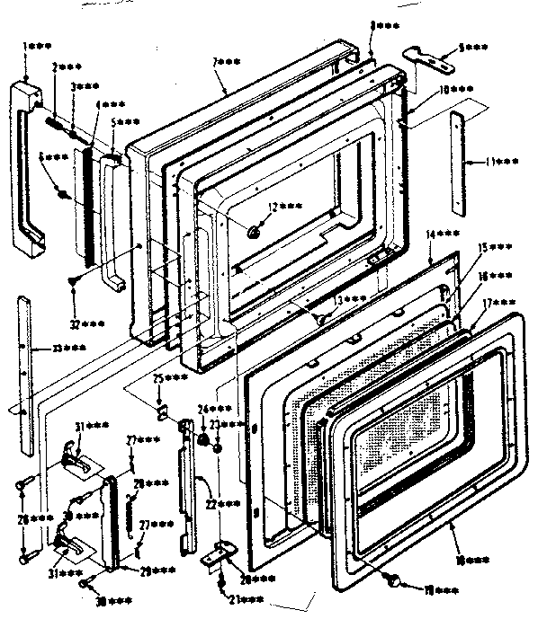 Door Parts Diagram and Parts List for 5648998310  Kenmore Microwave