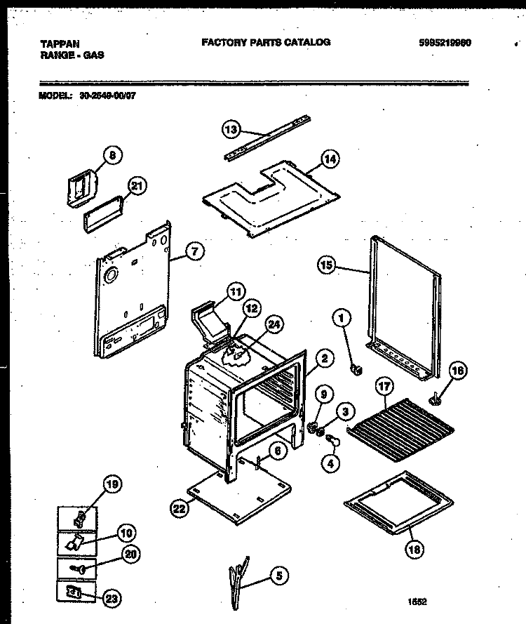 BODY PARTS Diagram and Parts List for 30-2549-00-07  Tappan Range